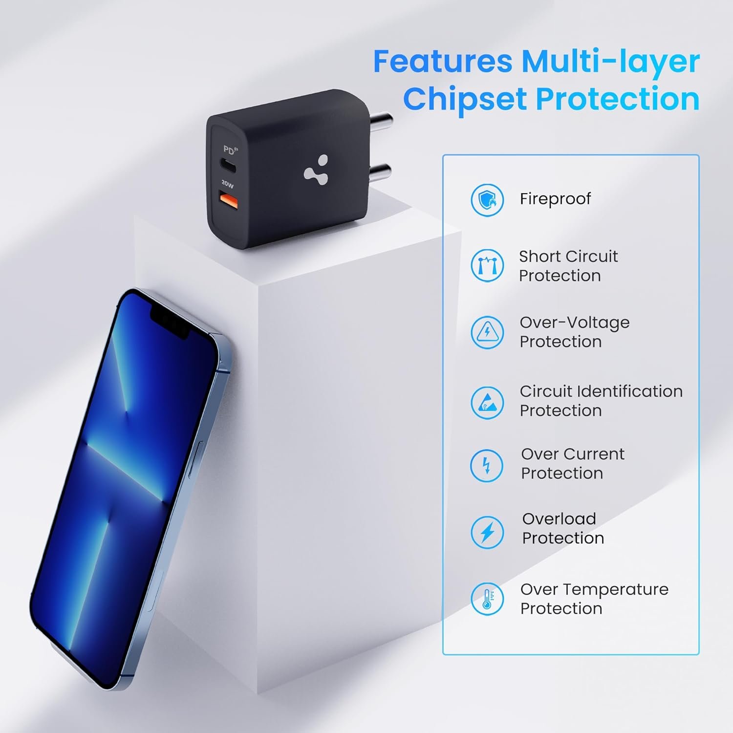 713mw aa6yl. sl1500 Ambrane 20W Dual Port Wall Charger, USB & Type C Adapter Fast Charging for iPhone 16/15/14/13/12/11 (Pro,Pro Max,Plus), iPad, Google Pixel, Samsung & All Type C Devices BIS Certified (H11 Black)