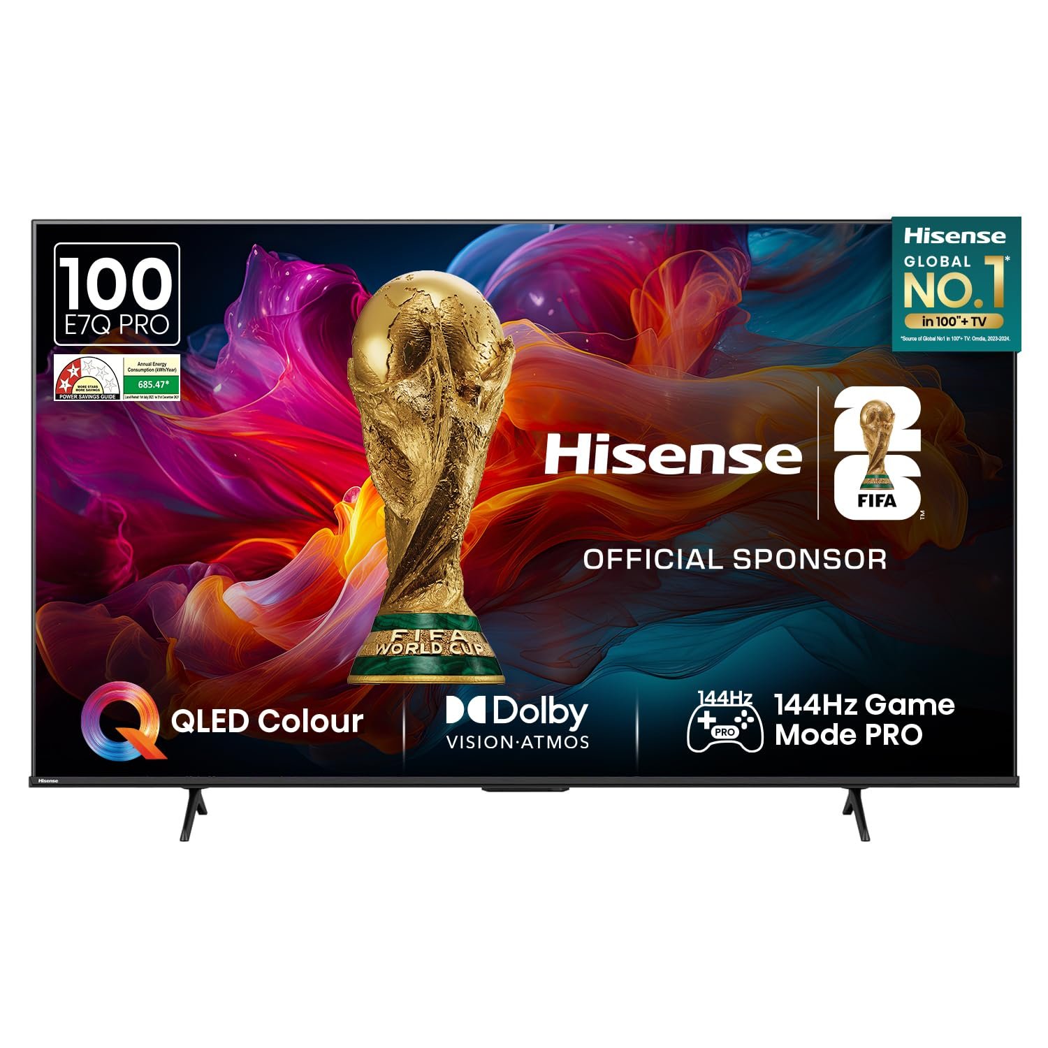 Hisense 254 cm (100 Inches) 4K Ultra HD Smart QLED TV | Dolby Vision Atmos, HDR10+ Adaptive | 144 Hz Game Mode Pro | 2.1 CH 50W Speakers with Subwoofer | VIDAA OS | 100E7Q PRO (Charcoal Grey) Hisense 254 cm (100 Inches) 4K Ultra HD Smart QLED TV | Dolby Vision Atmos, HDR10+ Adaptive | 144 Hz Game Mode Pro | 2.1 CH 50W Speakers with Subwoofer | VIDAA OS | 100E7Q PRO (Charcoal Grey)