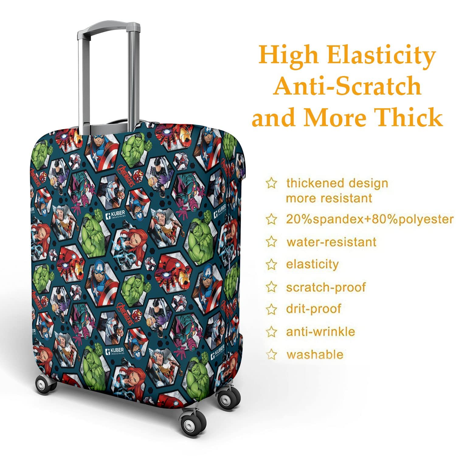 71aovy7mmkl. sl1500 1771812405 6522 Heart Home Marvel Avengers Luggage Cover | Polyester Travel Suitcase Cover | Washable | Stretchable Suitcase Protector | 18-22 Inch | Small | Blue