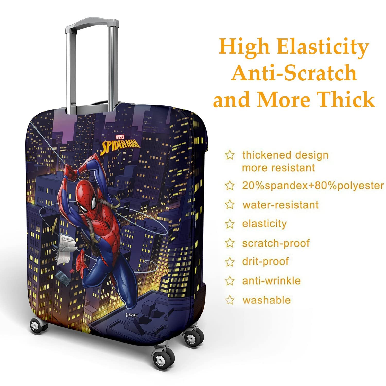 71awfmipurl. sl1500 Heart Home Marvel Spiderman Luggage Cover | Polyester Travel Suitcase Cover | Washable | Stretchable Suitcase Protector | 18-22 Inch | Small | Multicolor