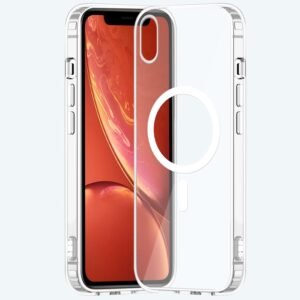 amazon basics Clear Magnetic Case Cover for Apple iPhone XR [Compatible with MagSafe Accessories] Slim Shockproof Magnetic Transparent Phone Cover Case