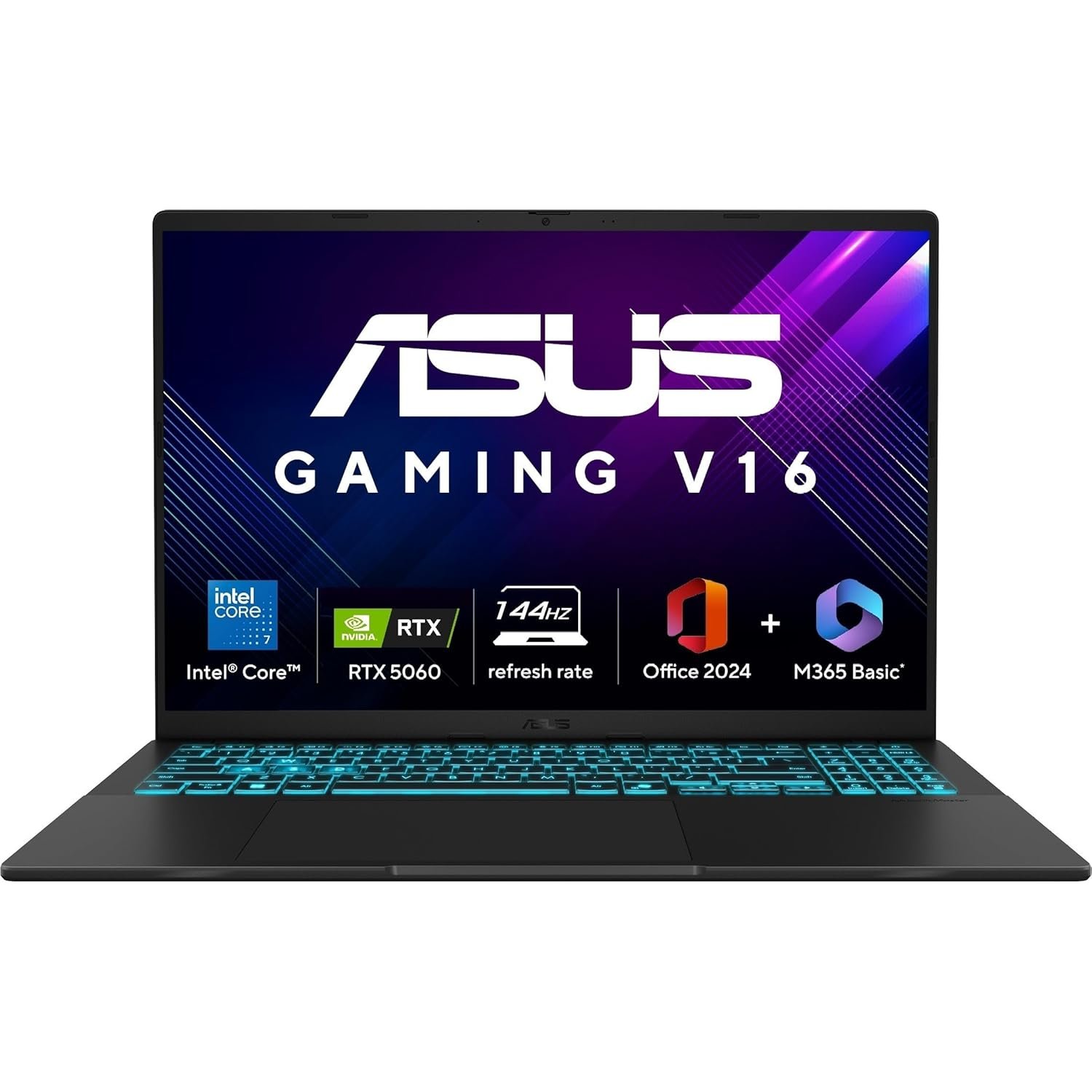 ASUS Gaming V16, Intel Core 7 240H Gaming Laptop(RTX 5060-8GB/16GB RAM/512GB SSD/FHD+/16"/144Hz/Backlit Keyboard/Windows 11/M365 Basic (1Year)*/Office Home 2024/Matte Black/1.95 Kg) V3607VM-RP057WS ASUS Gaming V16, Intel Core 7 240H Gaming Laptop(RTX 5060-8GB/16GB RAM/512GB SSD/FHD+/16"/144Hz/Backlit Keyboard/Windows 11/M365 Basic (1Year)*/Office Home 2024/Matte Black/1.95 Kg) V3607VM-RP057WS