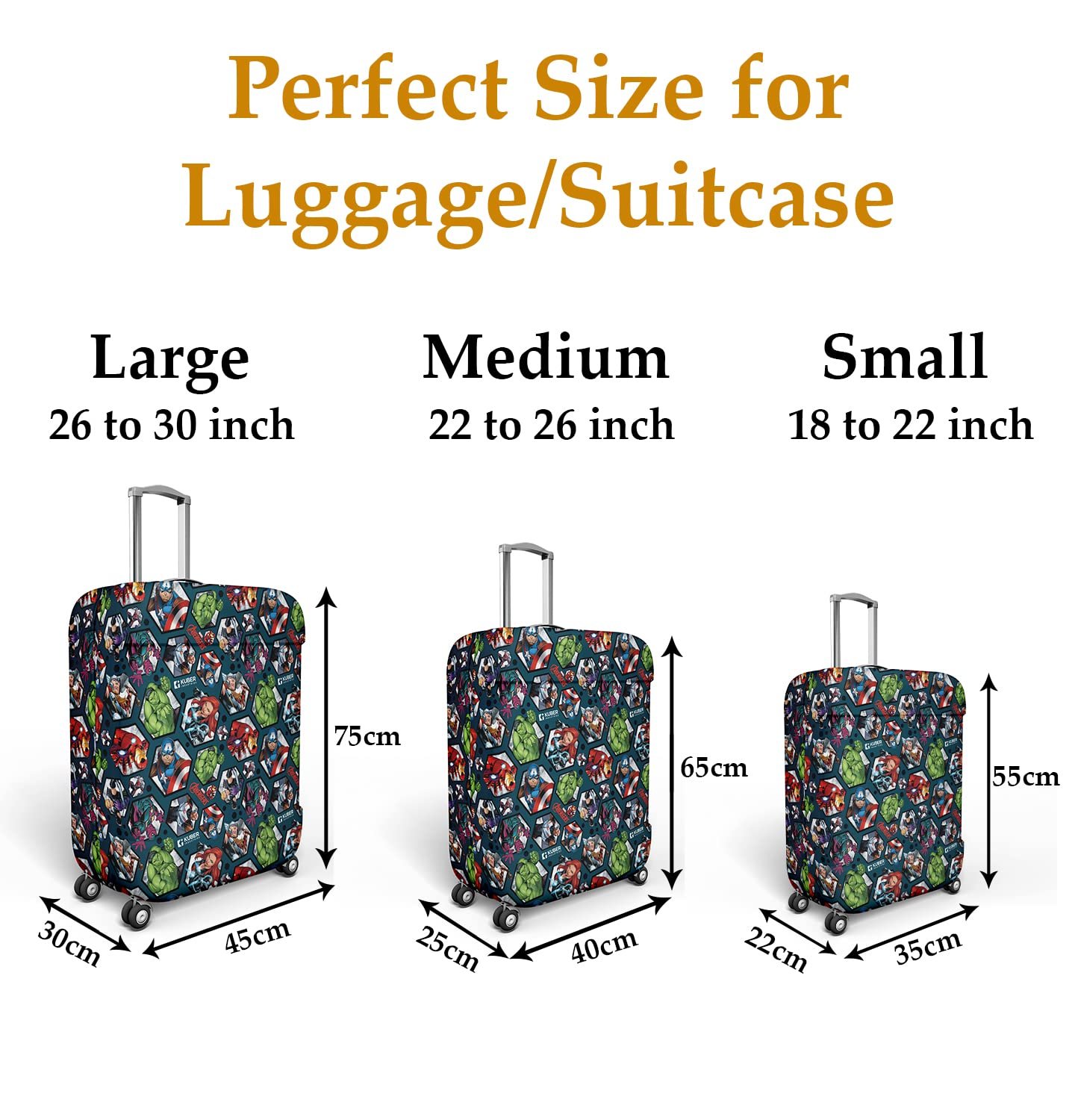 71fzalw1hfl. sl1500 1771812404 4183 Heart Home Marvel Avengers Luggage Cover | Polyester Travel Suitcase Cover | Washable | Stretchable Suitcase Protector | 18-22 Inch | Small | Blue