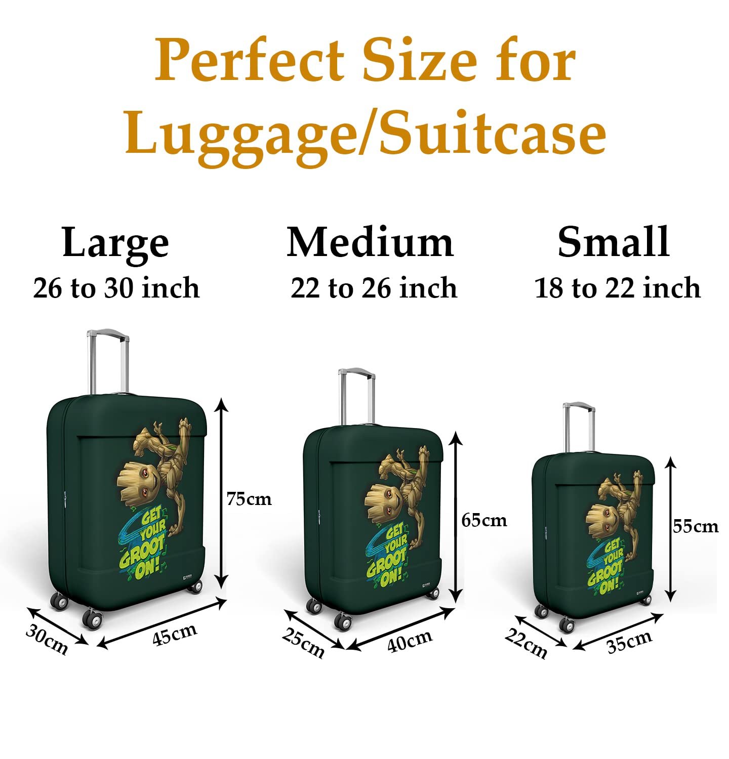 71glgxaflll. sl1500 1772263739 1143 Kuber Industries Marvel I Am Groot Luggage Cover | Polyester Travel Suitcase Cover | Washable | Stretchable Suitcase Protector | 18-22 Inch | Small | Green