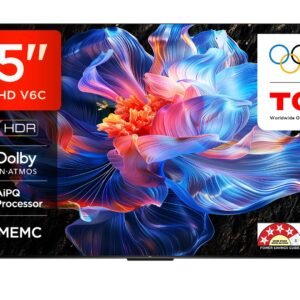 TCL 139 cm (55 inches) Metallic Bezel Less Series 4K Ultra HD Smart LED Google TV 55V6C (Black)