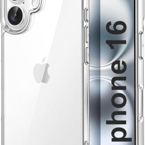 Back Cover Case for Apple iPhone 16 Transparent TPU with Camera Protection, Shockproof, Anti-Yellowing, Scratch-Resistant, Wireless Charging Compatible for (iPhone 16 Transparent)