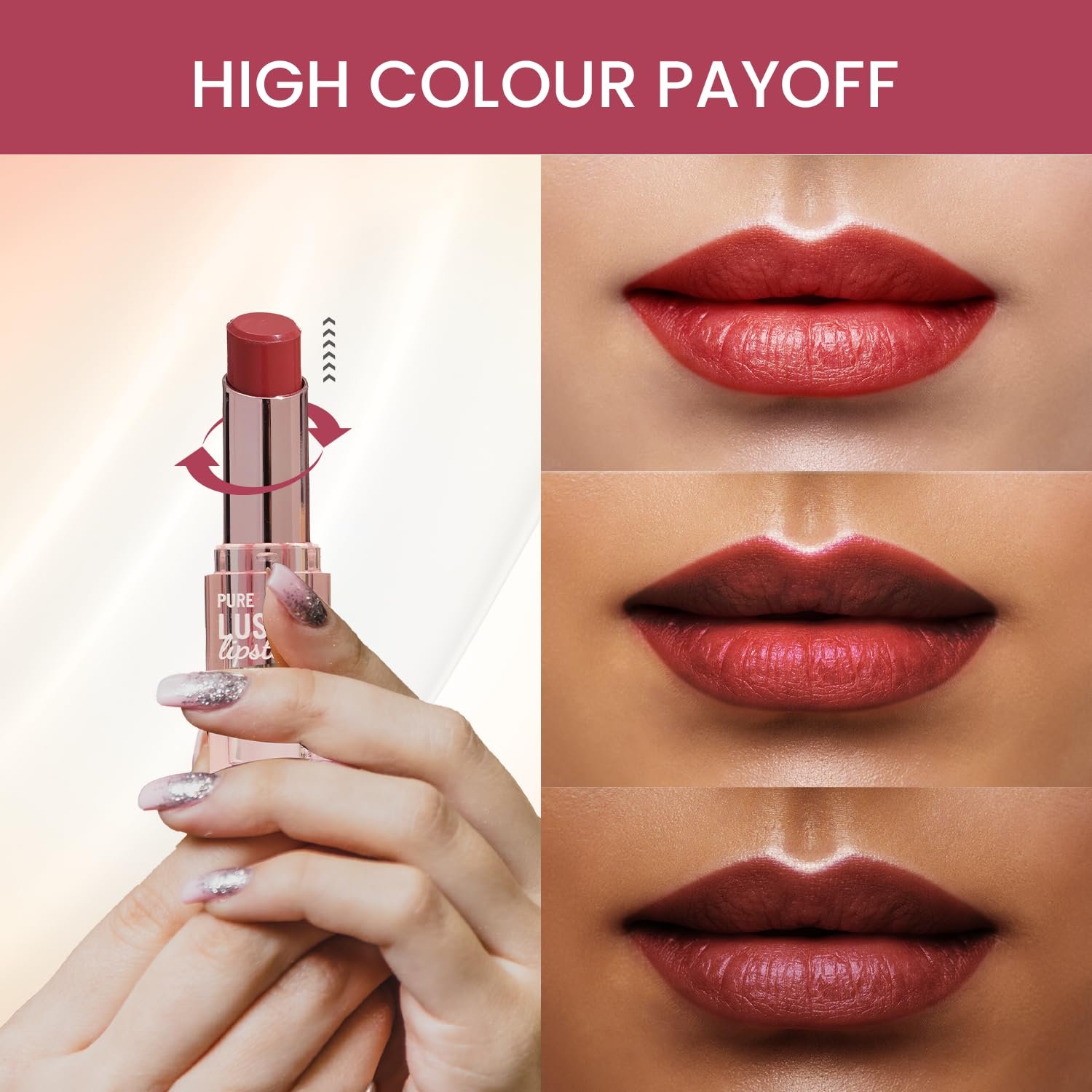 71ys0dbampl. sl1500 Swiss Beauty Pure Lustre Lipstick | High Shine Finish | Smooth Glide | With Olive Oil & Vitamin E | Hydrating | Shade- True Nude, 3.8gm
