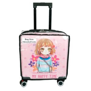 Storite 16 Inch Clear PVC Transparent Zipper Kids Trolley Cover Waterproof Dustproof Anti-Scratch Protector with Black Border & Handle Openings for Children’s Wheeled Luggage (40x22x40 Cm) (1)