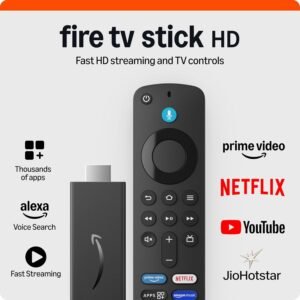 Amazon Fire TV Stick HD (newest model), Alexa Voice Remote with TV power & volume controls, full HD streaming device