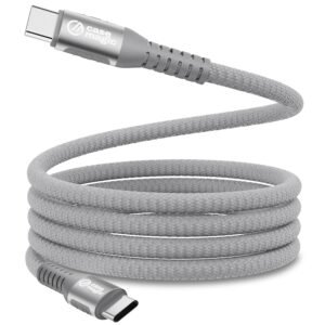 240W Type C Fast Charging Cable 2M Nylon Braided, Power Delivery Cord with Chip, Supports MacBook, iPhone 15, Samsung S23, iPad Pro, Laptops & All USB-C Devices (GREY)