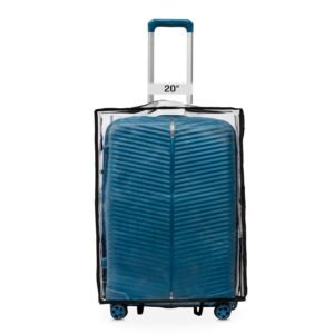 Safe Travels Transparent PVC Suitcase, Luggage, Trolley Bag Cover Set – 20/24/28 Inch – Waterproof, Dustproof, Scratch Resistant Zippered Luggage Protectors with Adjustable Velcro (20 Inch)
