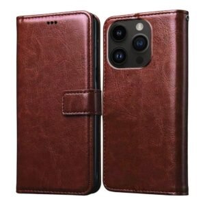 Flip Cover Back Case for Apple iPhone 14 Pro | Premium Leather Finish | Inbuilt Pockets & Stand | Flip Cover Back Case for Apple iPhone 14 Pro (Brown)