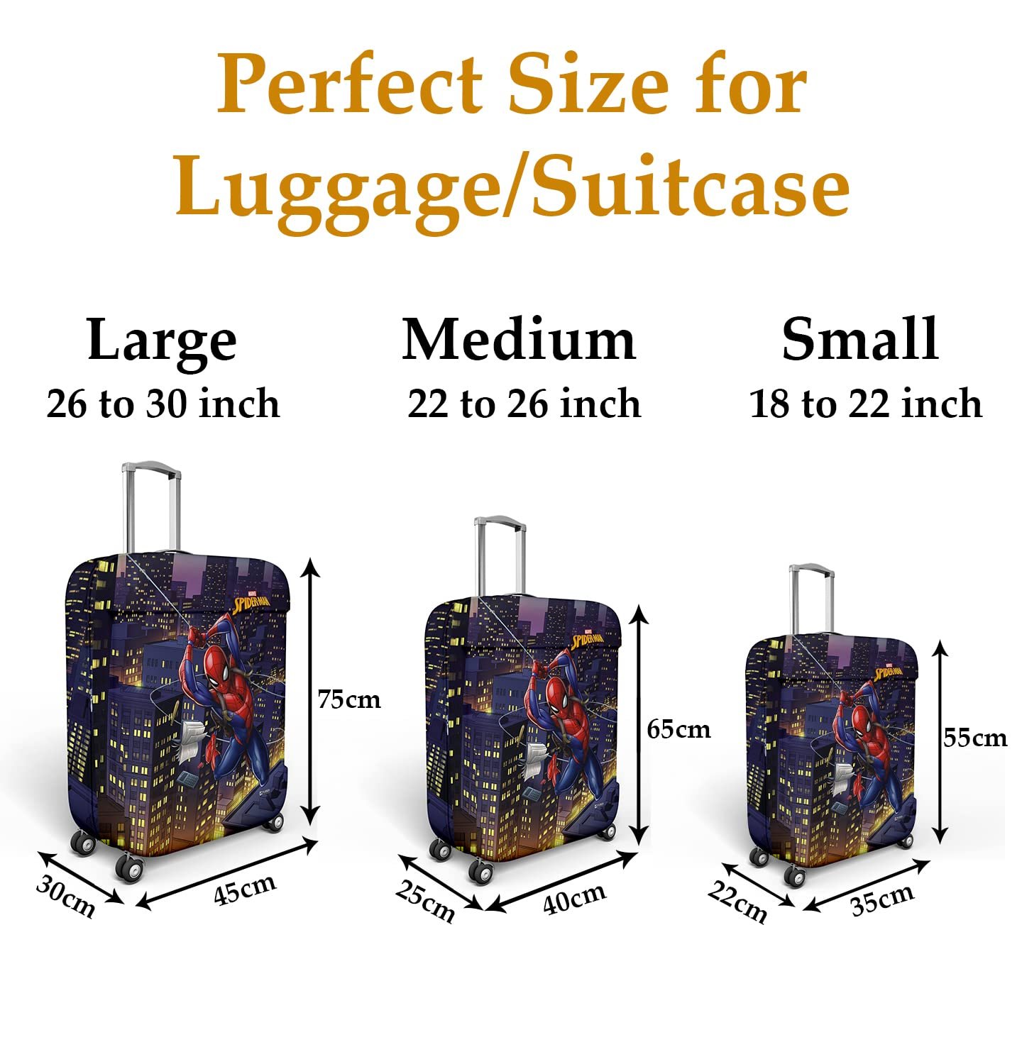 71mnnfbenvl. sl1500 Heart Home Marvel Spiderman Luggage Cover | Polyester Travel Suitcase Cover | Washable | Stretchable Suitcase Protector | 18-22 Inch | Small | Multicolor