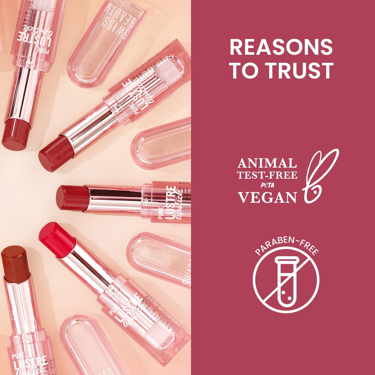 71vbjxngpul. sl1500 Swiss Beauty Pure Lustre Lipstick | High Shine Finish | Smooth Glide | With Olive Oil & Vitamin E | Hydrating | Shade- True Nude, 3.8gm