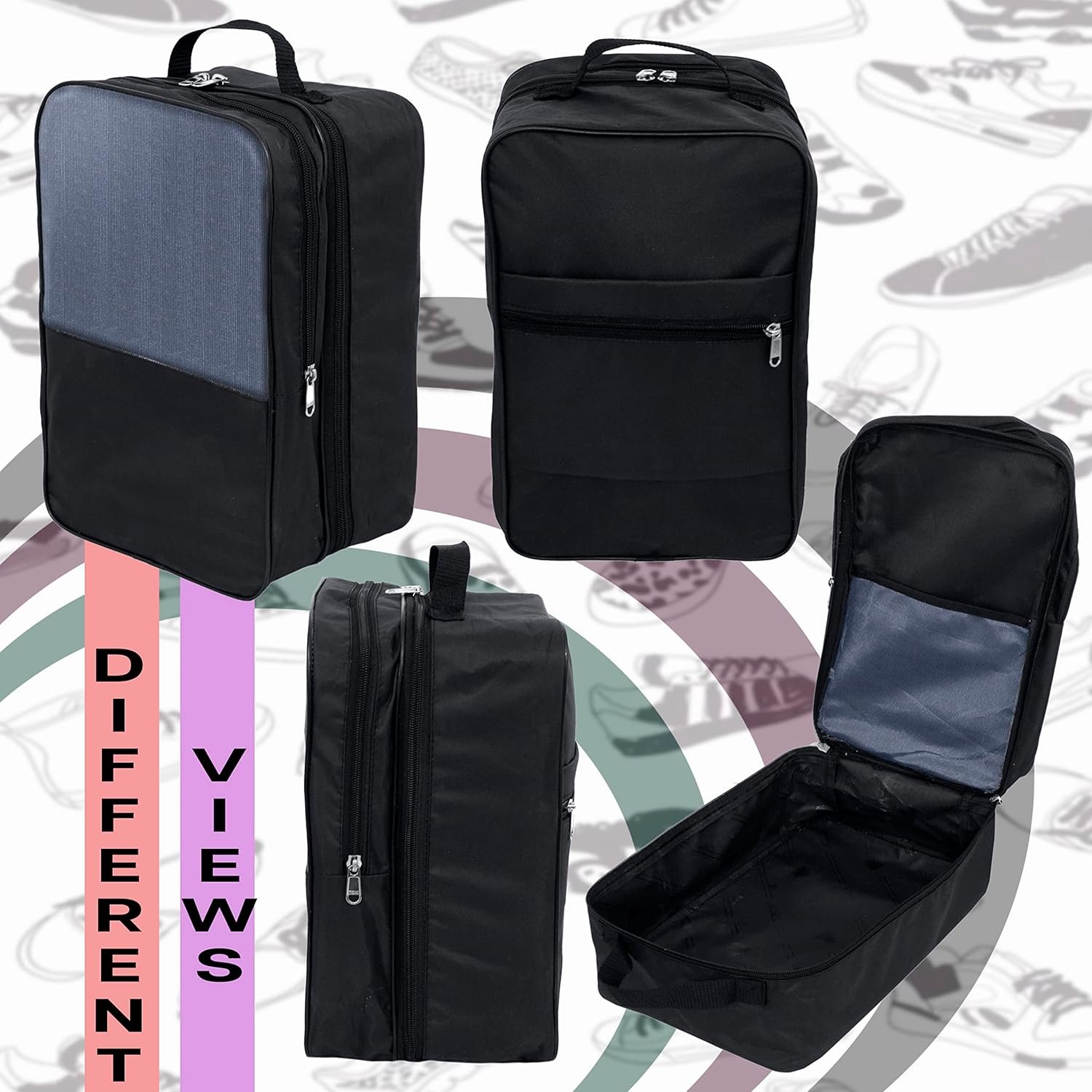 81mtvko3sol. sl1500 SNDIA 14 Inch Travel Shoe Bag Multipurpose Portable Travelling Shoe Storage Bag Footwear Organiser Bag – Black