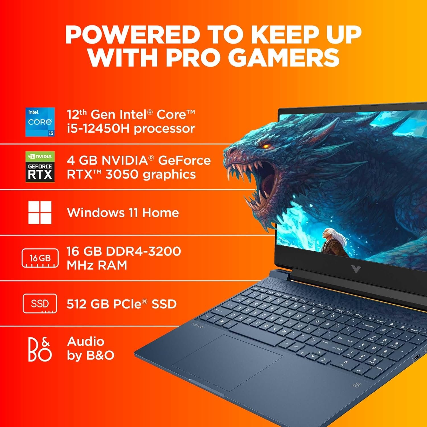 81tumocaekl. sl1500 HP Victus Gaming Laptop, Intel Core i5-12450H,15.6 inch(39.6cm),Anti-Glare,FHD,16GB RAM DDR4,512GB SSD,4GB RTX 3050 GPU,Win 11,MSO,Blue, 2.37kg,15-fa0333TX