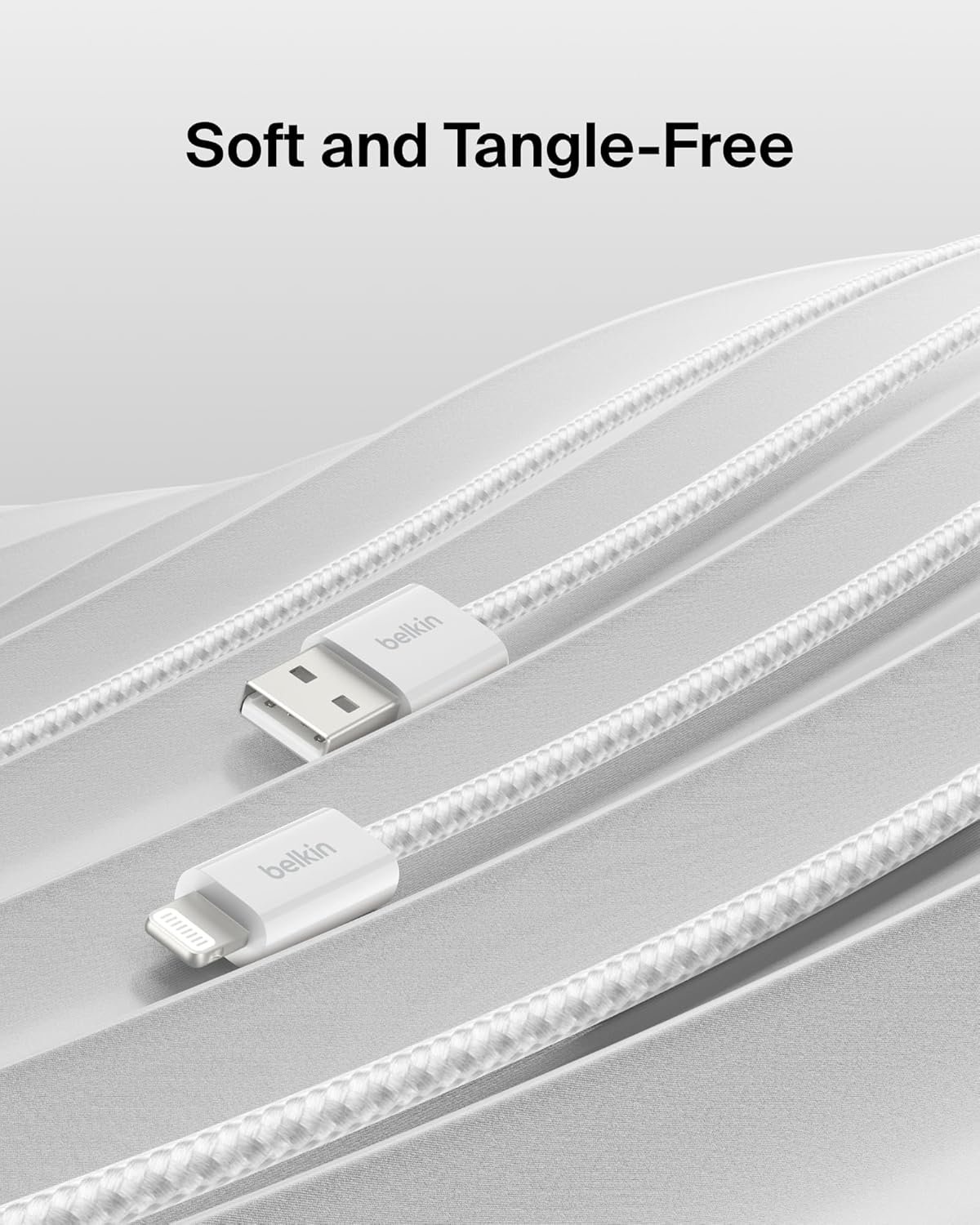 81j6tnh3i1l. sl1500 Belkin Apple Certified Nylon Braided USB A to Lightning Cable 1.5 Meter – MFi Certified Apple Charger USB C Cable – Fast Charging for iPhone 14, iPhone 13, iPad, Air Pods – White