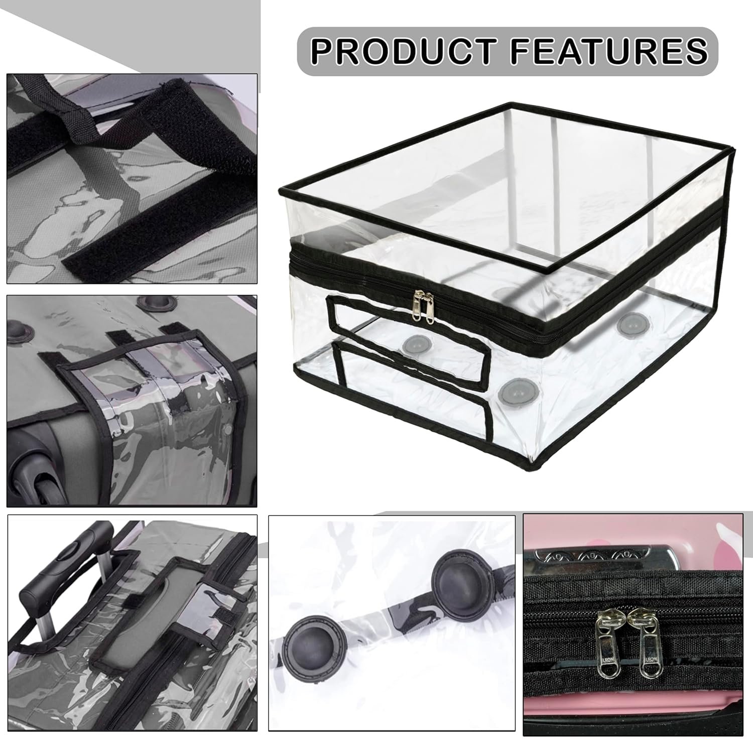 81ss66yuyil. sl1500 Storite 16 Inch Clear PVC Transparent Zipper Kids Trolley Cover Waterproof Dustproof Anti-Scratch Protector with Black Border & Handle Openings for Childrens Wheeled Luggage (40x22x40 Cm) (1)