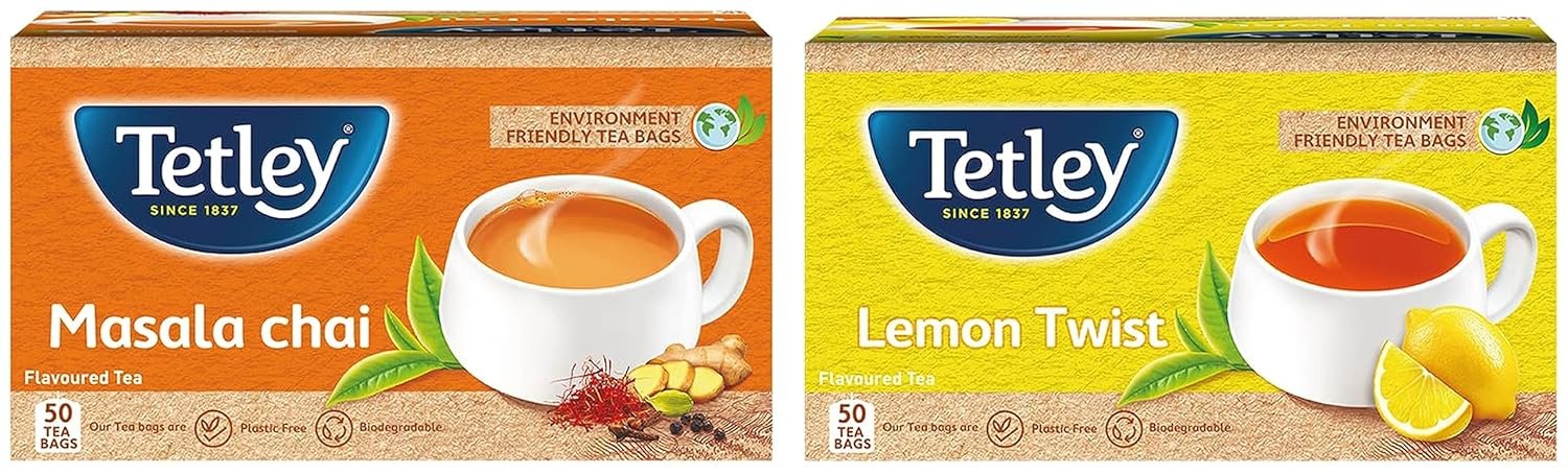 Tetley Flavour Tea Bags Masala 50s (100gm) & Tetley Flavour Tea Bags Lemon 50s (100gm) Tetley Flavour Tea Bags Masala 50s (100gm) & Tetley Flavour Tea Bags Lemon 50s (100gm)