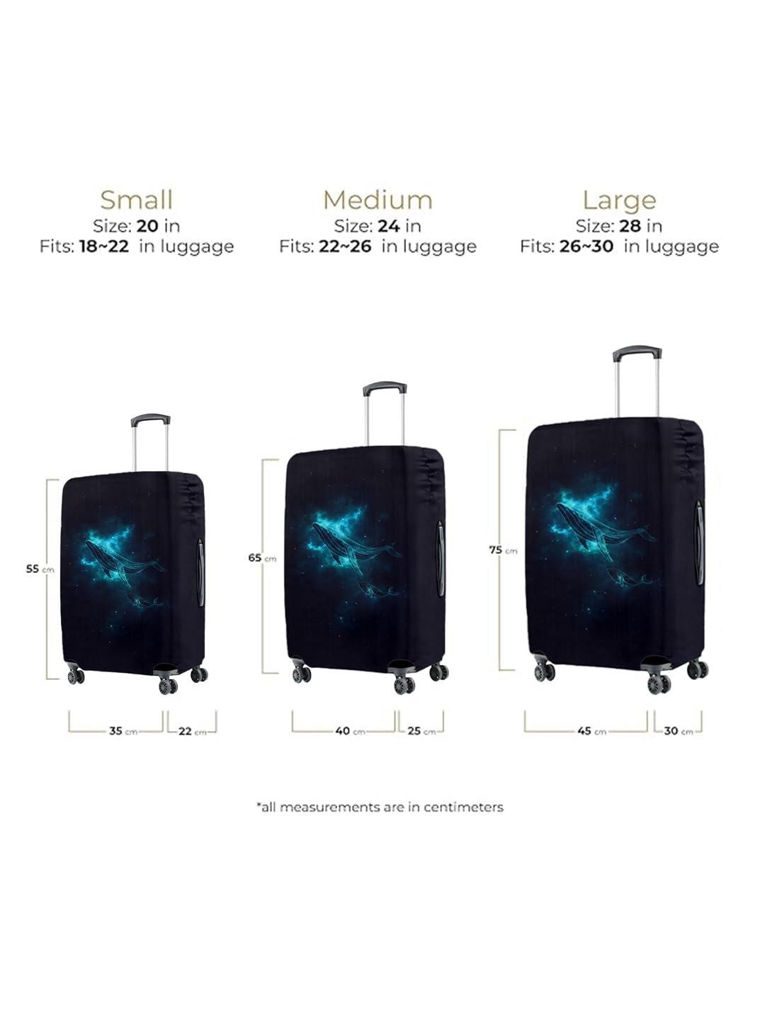 515ix5tlt9l. sl1440 Cortina Polyester Luggage Cover Trolley Travel Covers Washable Dust Proof Anti-Scratch Suitcase Protector, Medium-Black-Blue