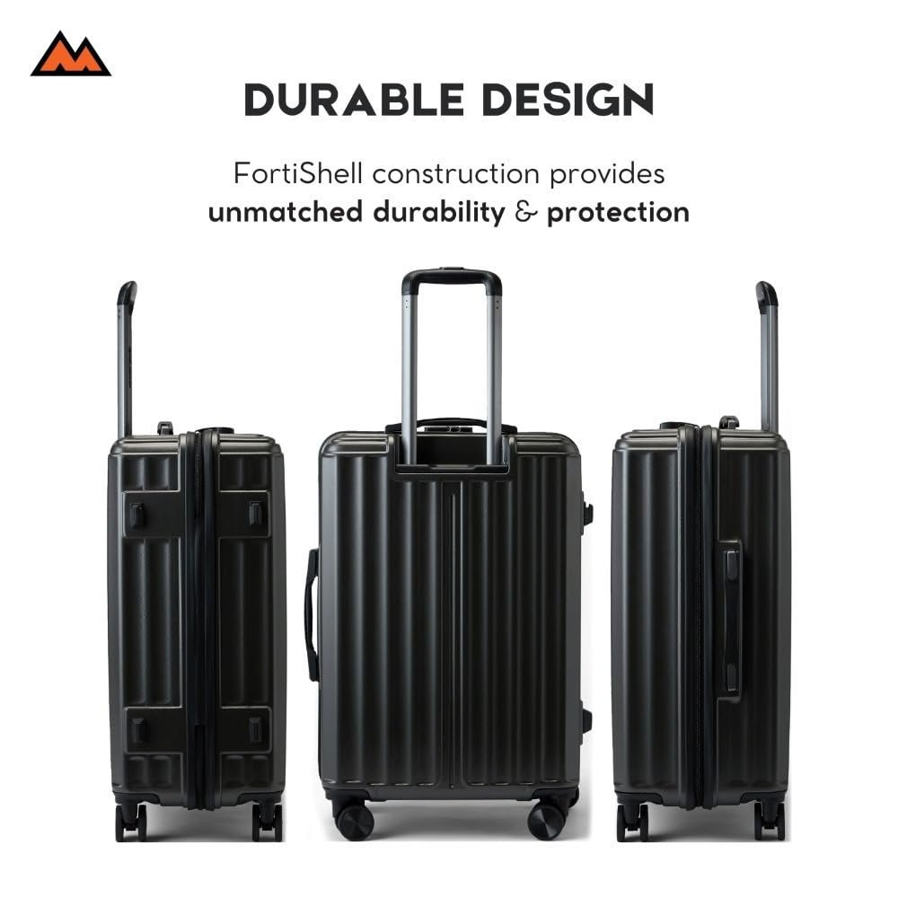 51djfdjltgl. sl1000 MOVE-MEANT ROAMIFY Medium Cabin Suitcase 66 CM 8 Wheels Number Lock Poly Carbonate Black Trolley Bag for Men & Women | 360 Degree Wheeling System Luggage | Trolley Bags for Travel