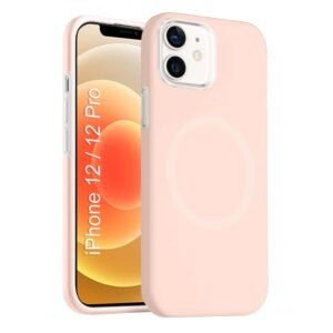 iPhone 12/12 pro Silicone Magsafe Case | Shock Proof Design & Camera Protection | Premium Rubberised Apple iPhone 12/12 pro Cover (Microfiber Lining) | Ultra Smooth Silicone - Pink