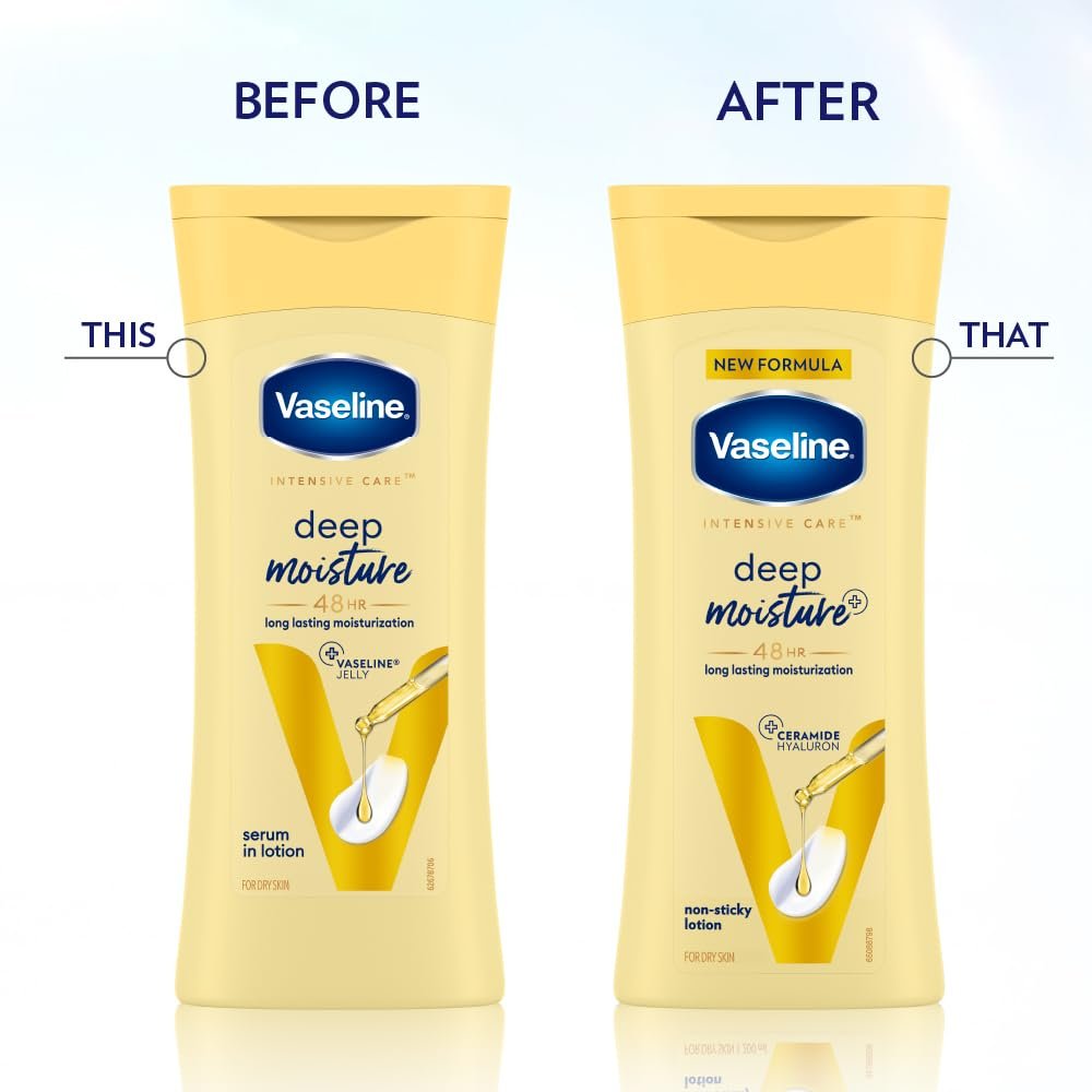 51xdf50llll. sl1000 Vaseline Deep Moisture Body Lotion with Ceramide Hyaluron Moisture Fillers | 10X More Moisture for Cushion Soft Glowing Skin | For Dry Skin | Lightweight Non-Sticky Formula | 200ml
