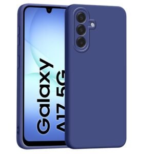 amazon basics Back Cover for Samsung Galaxy A17 5G | Ultra Slim Soft Rubberised Case | Matte Silicone Flexible Mobile Case | Camera Protection - Blue
