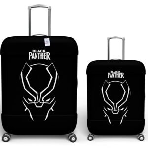 Heart Home Marvel Black Panther Luggage Cover | Polyester Travel Suitcase Cover | Washable | Stretchable Suitcase Cover | 18-22 Inch-Small | 26-30 Inch-Large | Pack of 2 | Black
