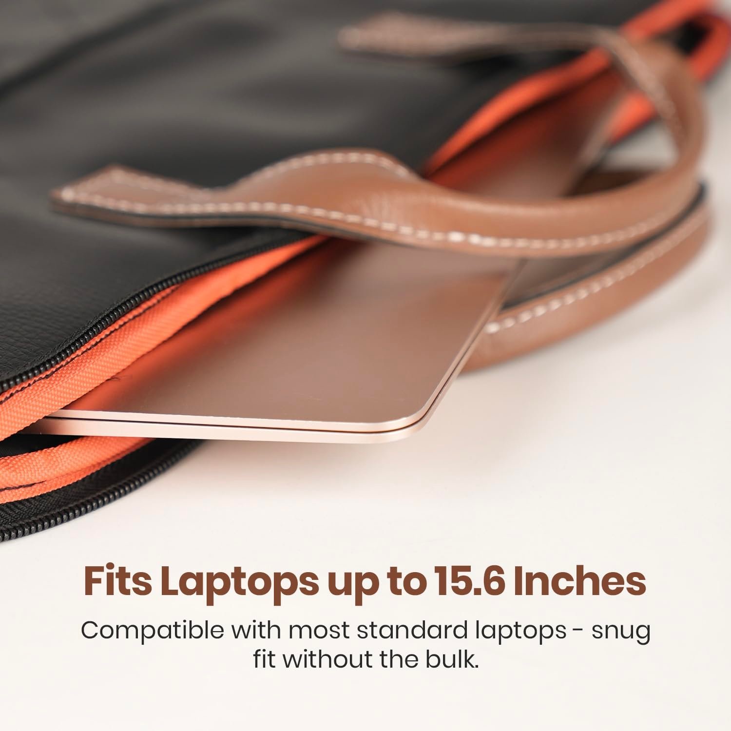 61dk8xszqwl. sl1500 Portronics Encase 104 Laptop Sleeve for 15.6 Inch Laptops, PU Leather Office Bag with Trolley Strap, Smart Inner Pocket, Comes with Handle & Accessory Pockets, Office Laptop Bag/Case/Cover (Black)