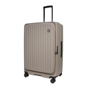 F Gear Montreal Large 76cm German Polycarbonate Hard Luggage|8 Japanese Hinomoto Silent Wheels|Expandable Check-in Front Opening Suitcase for Travel| Anti-Theft Zipper, TSA 007 Lock (Taupe)
