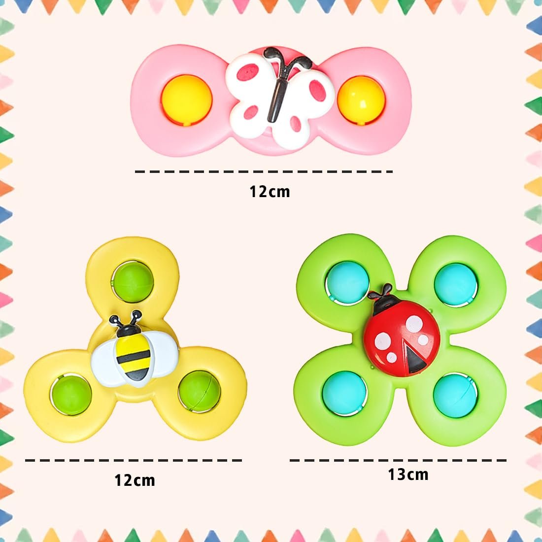 61ont4q0kkl. sl1100 Wembley Suction Spinner Toy for Baby Bath Toys Water Toys for Kids Fidget Spinner Spinning Sensory Toddler Infant Flight Travel Toy Stick to Car Window Table Chair Birthday Return Gift for Kids 3 Pcs