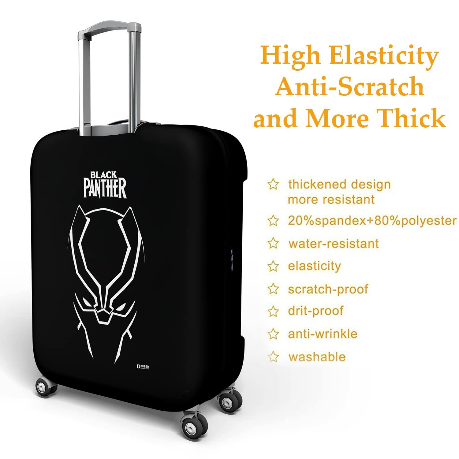 61rxo3kuf4l. sl1500 1773304862 8781 Heart Home Marvel Black Panther Luggage Cover | Polyester Travel Suitcase Cover | Washable | Stretchable Suitcase Cover | 18-22 Inch-Small | 26-30 Inch-Large | Pack of 2 | Black