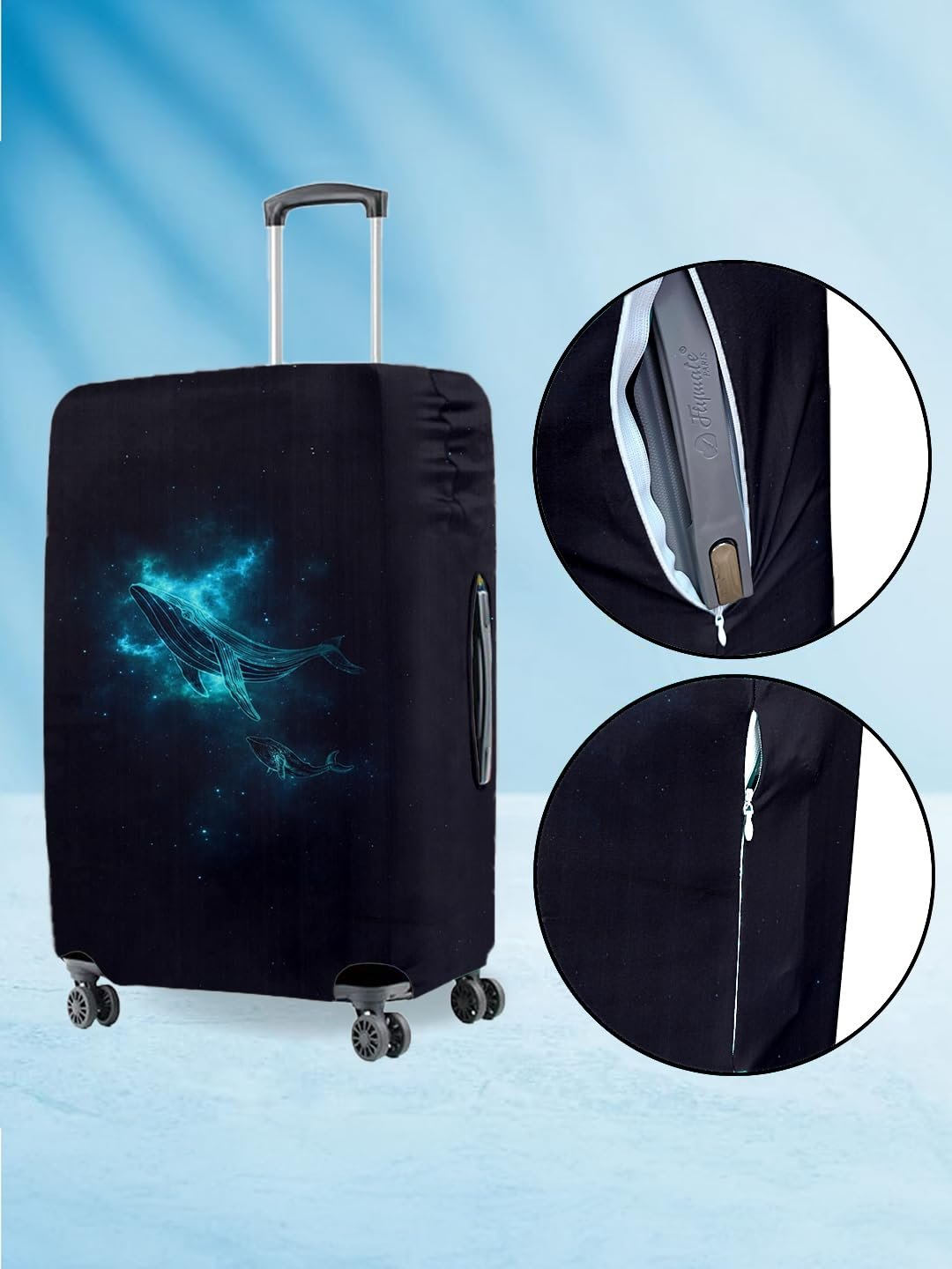 61svcv5m6ol. sl1440 Cortina Polyester Luggage Cover Trolley Travel Covers Washable Dust Proof Anti-Scratch Suitcase Protector, Medium-Black-Blue
