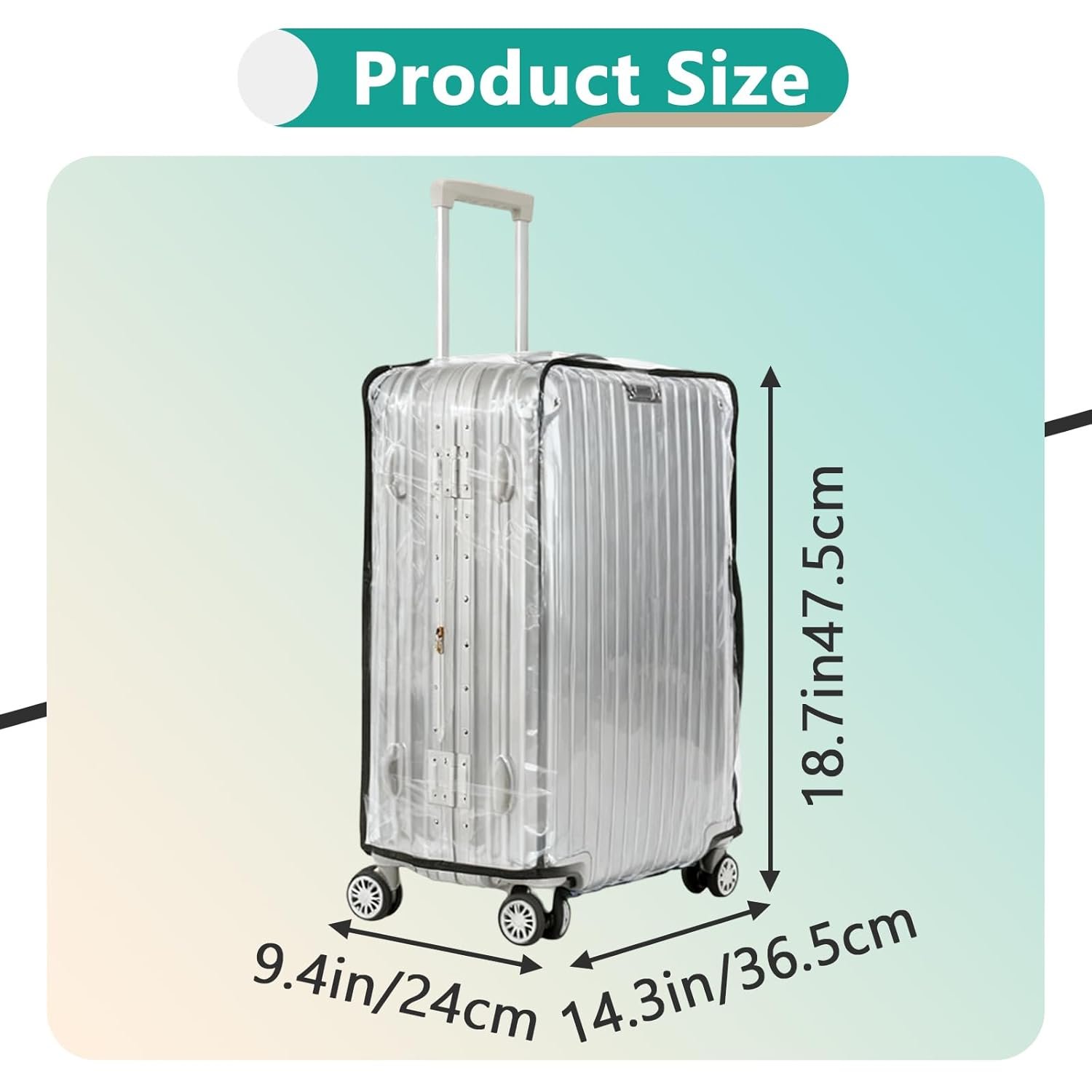 61svd7crjll. sl1500 20 Inch Luggage Cover, Transparent PVC Suitcase Protector, Water-Resistant and Scratch-Resistant Travel Cover Suitable for Travel Accessories