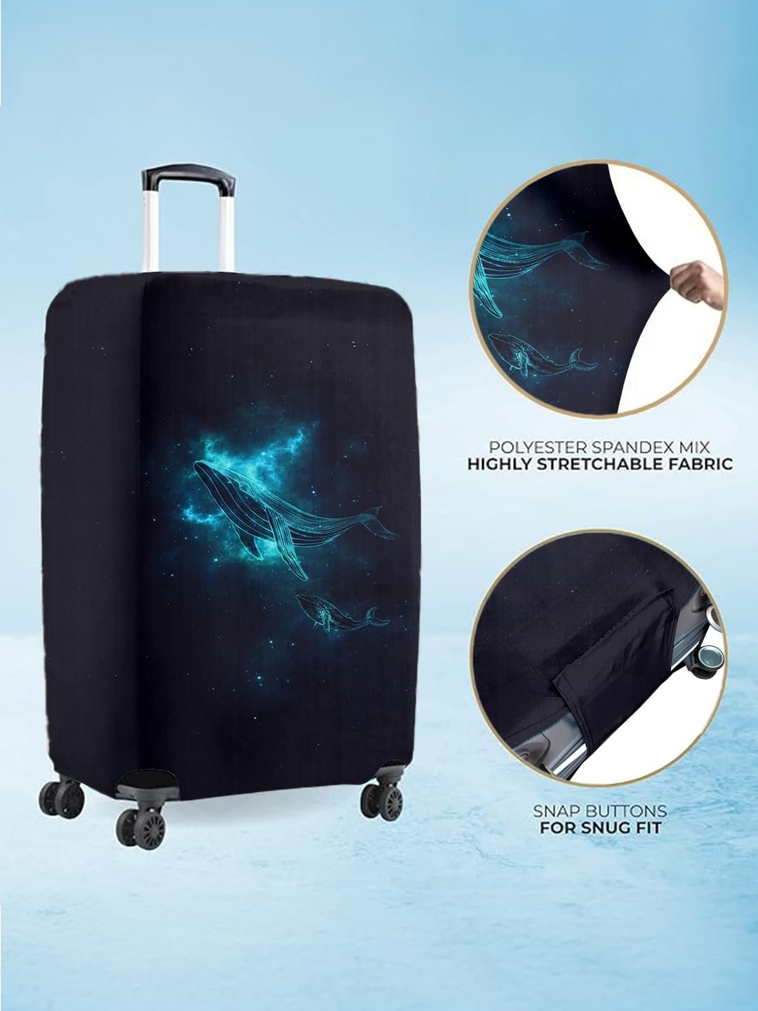 61w3pgm1a8l. sl1440 Cortina Polyester Luggage Cover Trolley Travel Covers Washable Dust Proof Anti-Scratch Suitcase Protector, Medium-Black-Blue