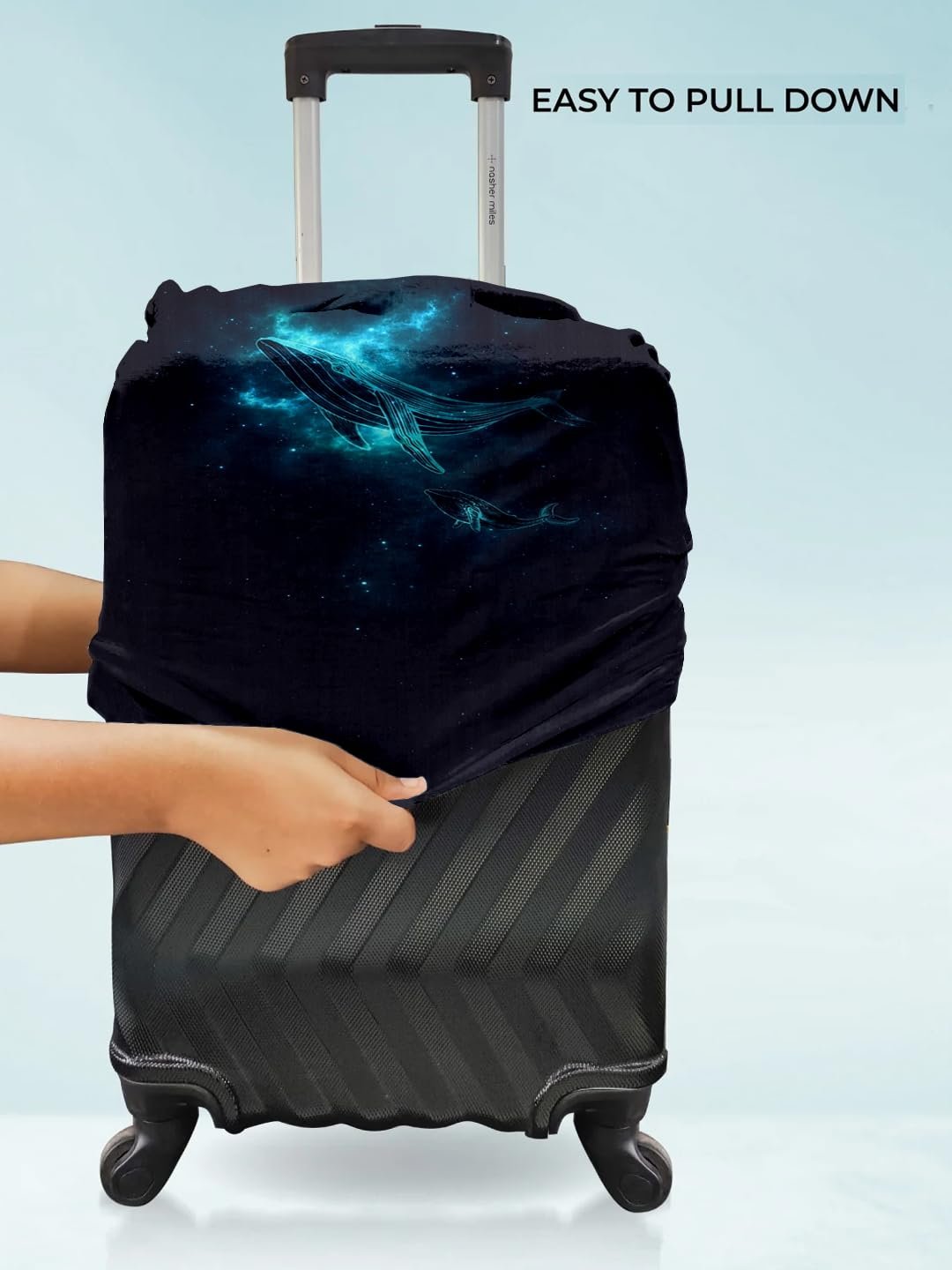 61yfm5mn65l. sl1440 Cortina Polyester Luggage Cover Trolley Travel Covers Washable Dust Proof Anti-Scratch Suitcase Protector, Medium-Black-Blue