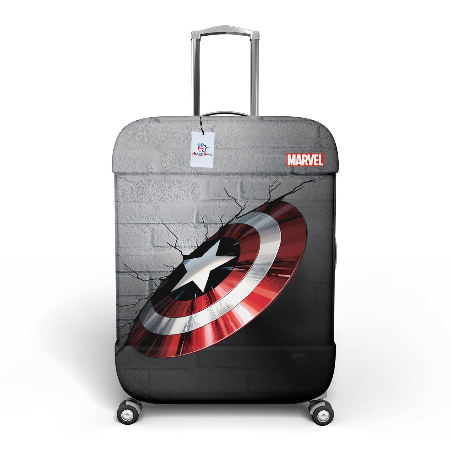 Heart Home Marvel Captain America Shield Luggage Cover | Polyester Travel Suitcase Cover | Washable | Stretchable Suitcase Protector | 18-22 Inch | Small | Gray Heart Home Marvel Captain America Shield Luggage Cover | Polyester Travel Suitcase Cover | Washable | Stretchable Suitcase Protector | 18-22 Inch | Small | Gray