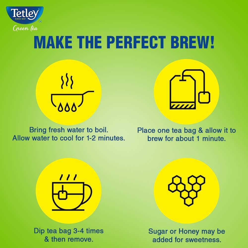 61cnomkzopl. sl1000 Tetley Green Tea, Refreshing, 100 Tea Bags, 140 Grams & Tetley Green Tea Immune, With Added Vitamin C, Naturally Mango Flavour, 25 Tea Bags, 1.3gx25, 32 Grams