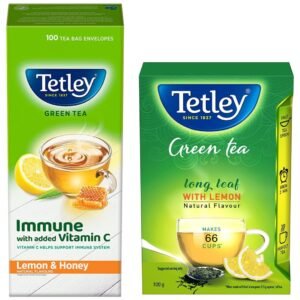 Tetley Green Tea, Lemon and Honey, 100 Tea Bags- & Tetley Long Leaf Green Tea, Lemon, 100g