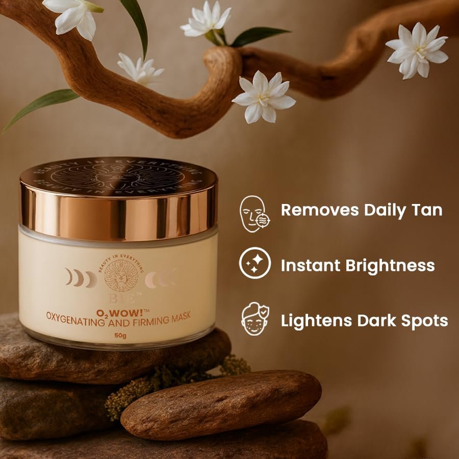 61humgh2uyl BiE O2WOW Oxygenating & Firming Face Mask | Detan, Pigmentation & Dark Spot Care | Instant Tan Removal | Acai Berry, Ginseng Stem Cells & Vital Oxygen | All Skin Types | 50gm