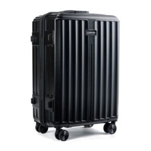 MOVE-MEANT ROAMIFY Medium Cabin Suitcase 66 CM 8 Wheels Number Lock Poly Carbonate Black Trolley Bag for Men & Women | 360 Degree Wheeling System Luggage | Trolley Bags for Travel