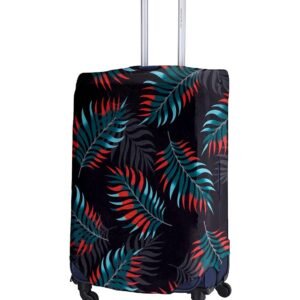 Cortina Leaf Design Travel Suitcase Eco-Friendly Cover | Small | Fits 18-22 Inch Luggage | Polyester-Spandex | 55cm (20 inches) | Luggage Protectors | Anti Scratch/Dust | Pack of 1 | Green