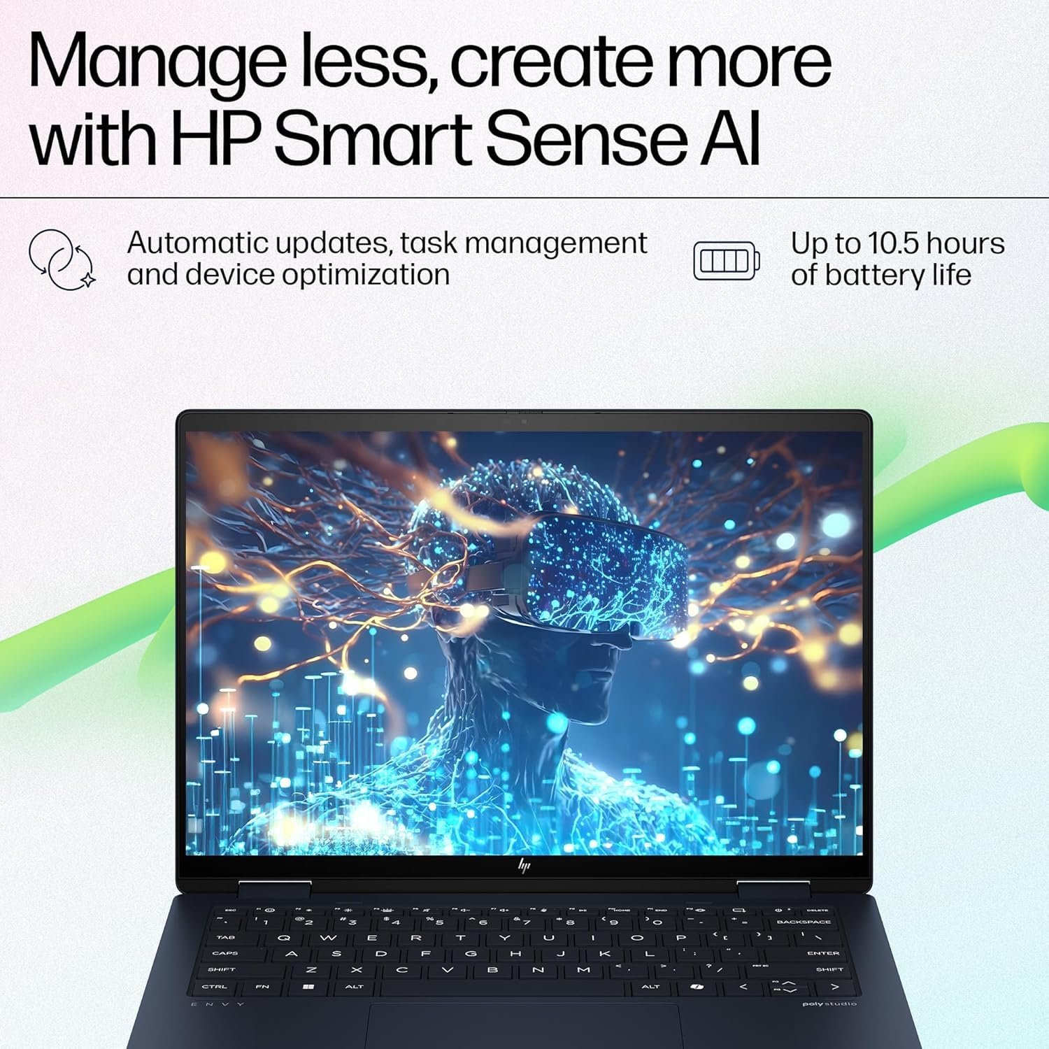 7113v0gbsul. sl1500 HP Envy x360 AI Laptop, Intel Core Ultra 5 125U, 12 TOPS, 16GB LPDDR5, 512GB SSD, (Win11, Office24, Blue, 1.44 kg) Touchscreen, 3K, OLED, 14-inch (35.6cm), Integrated graphics, 5MP IR camera, fc0178TU