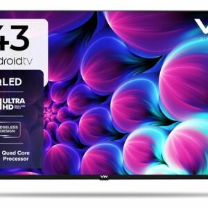VW 109 cm (43 inches) Glow Series 4K UHD Smart QLED Android TV VW43PRO+ (Black)