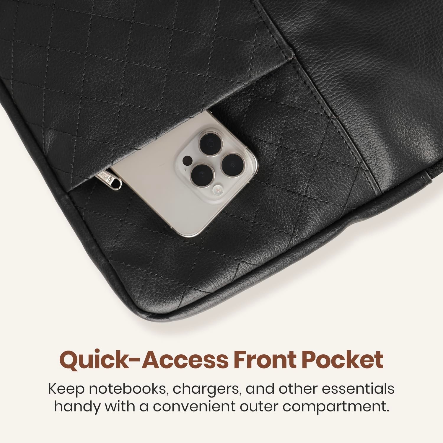 717sv86hj0l. sl1500 Portronics Encase 104 Laptop Sleeve for 15.6 Inch Laptops, PU Leather Office Bag with Trolley Strap, Smart Inner Pocket, Comes with Handle & Accessory Pockets, Office Laptop Bag/Case/Cover (Black)