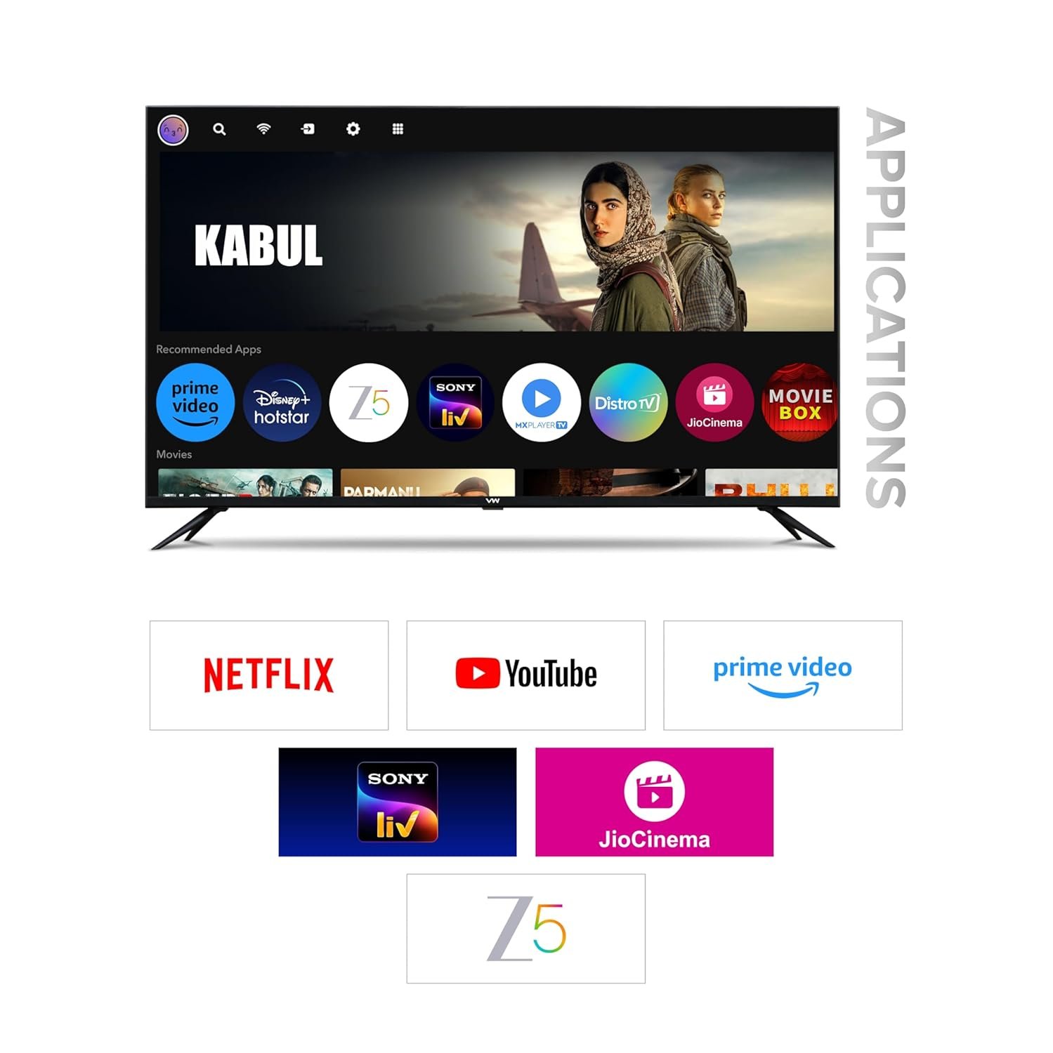 71c2mmwnpfl. sl1500 VW 109 cm (43 inches) Glow Series 4K UHD Smart QLED Android TV VW43PRO+ (Black)