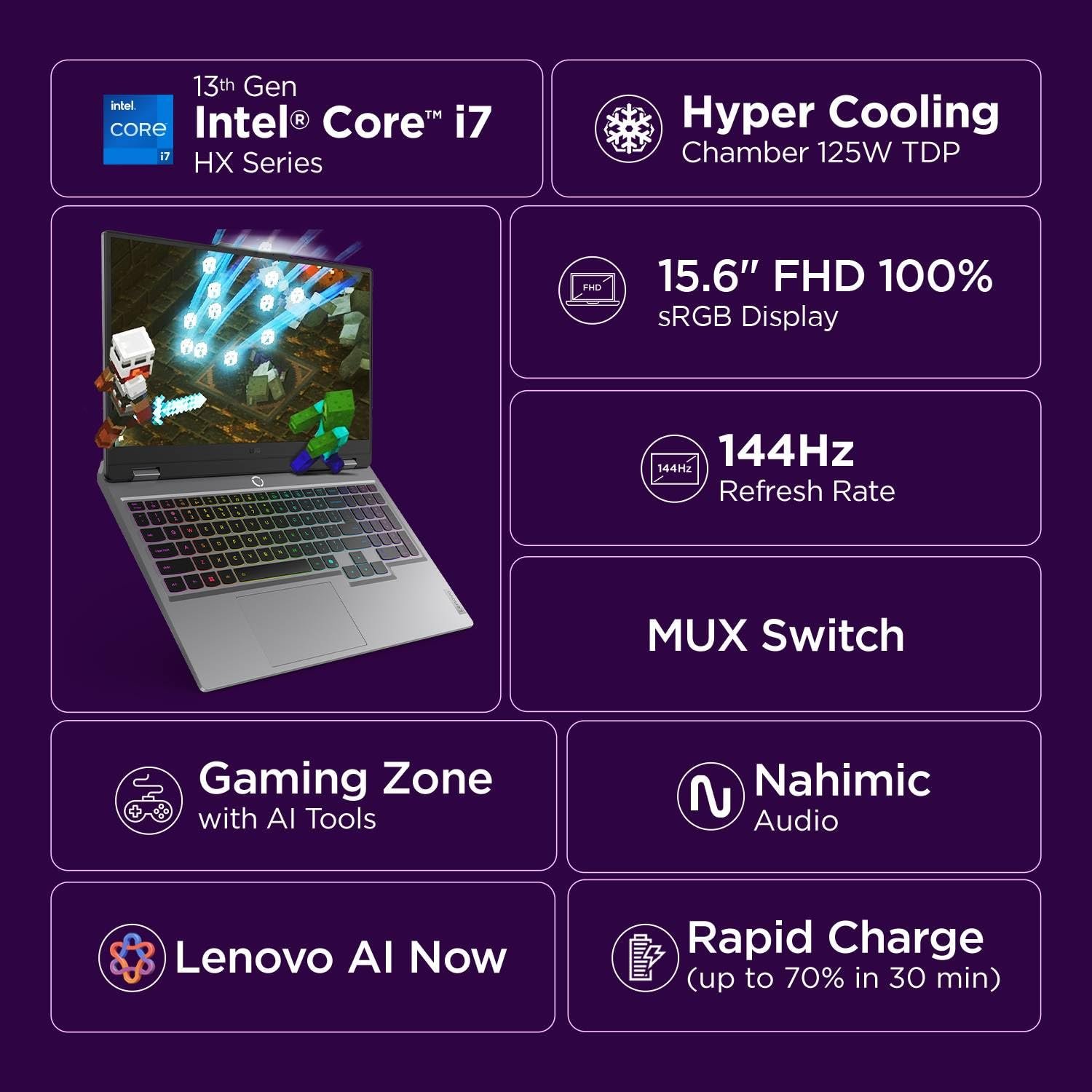 71hwjuavdwl. sl1500 Lenovo LOQ, Intel Core i7 13th Gen 13700HX, NVIDIA RTX 5060 8GB, 16GB RAM, 1TB SSD, 15.6(39.6cm), 144Hz, Windows 11, Office 2024, Grey, 2.4Kg, 83JE00U4IN, 572 AI Tops, 3 Mon. Game Pass Gaming Laptop
