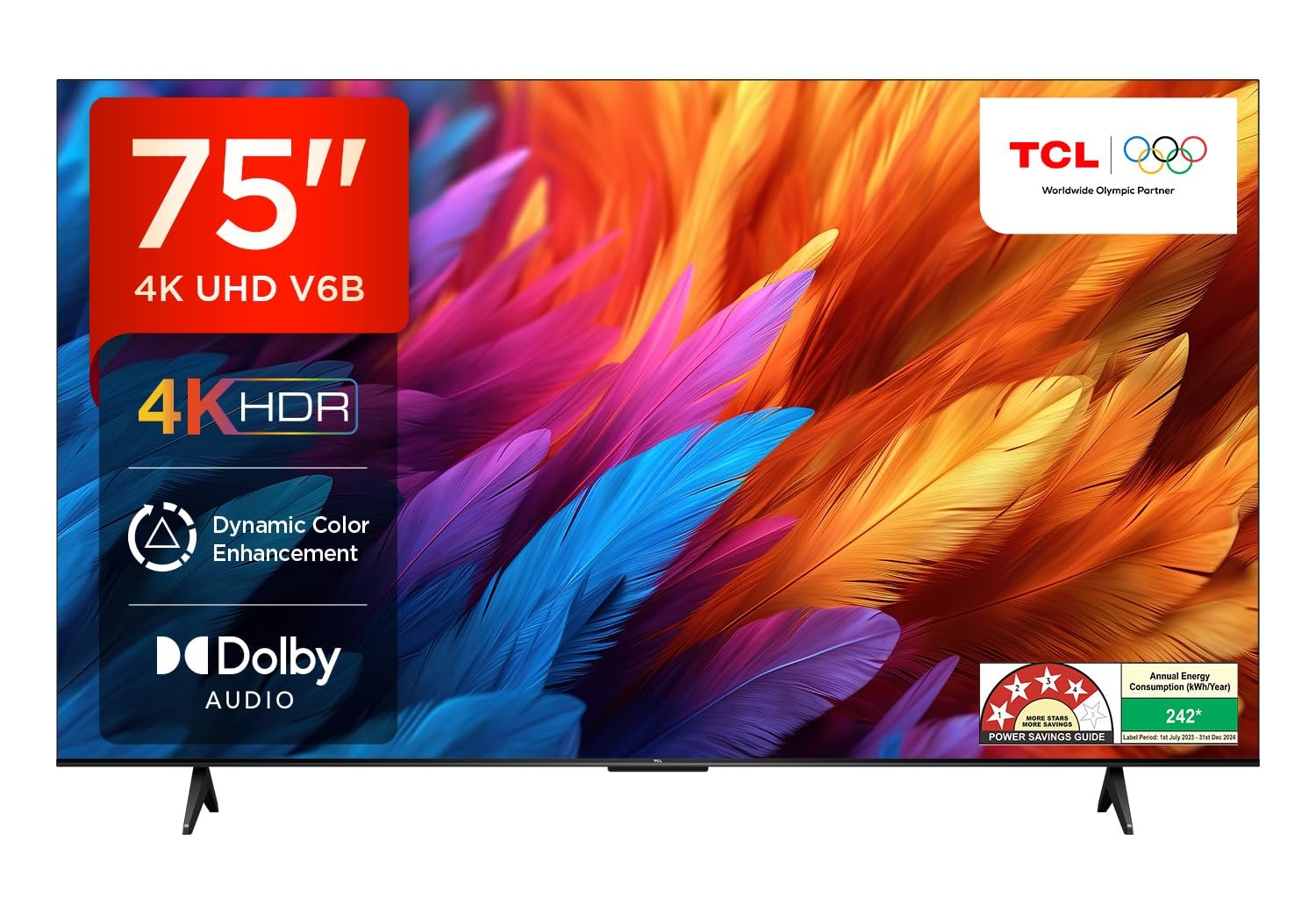 TCL 189 cm (75 inches) Metallic Bezel-Less Series 4K Ultra HD Smart LED Google TV 75V6B (Black) TCL 189 cm (75 inches) Metallic Bezel-Less Series 4K Ultra HD Smart LED Google TV 75V6B (Black)