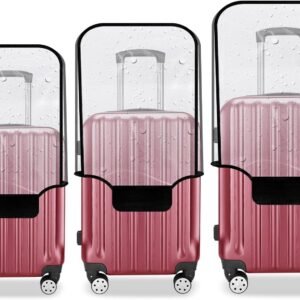 Set of 3 Suitcase Cover Water-Dustproof Luggage-Trolley Bag Protector Zippered Clear PVC (28 inch, 24 inch, 20inch) Small-Medium-Large : Measure Suitcase Height Excluding Wheels